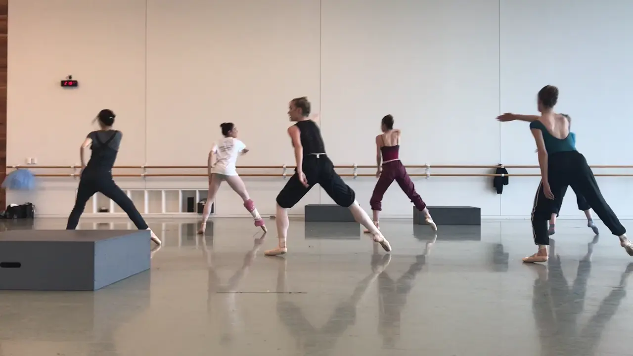 Dancers rehearsing choreography from Melody Mennite’s reel